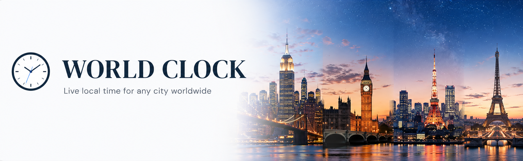 World Clock — live local time for any city worldwide